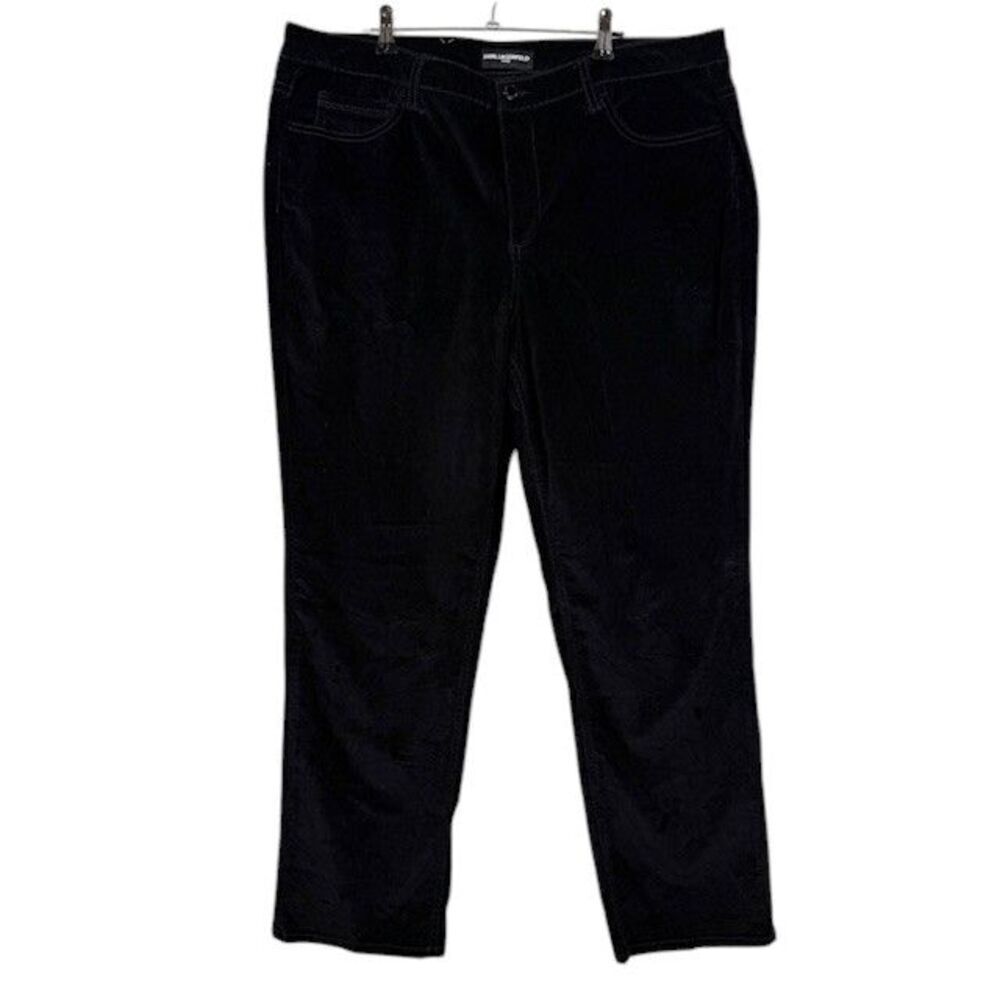 Karl‎ Lagerfeld Black Corduroy Pants Lightweight Ribbed 5 Pocket Size 18